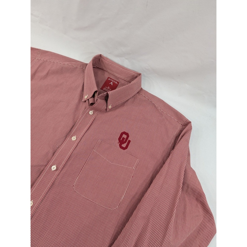 New No Tags Oklahoma Sooners Button Shirt XL Long Sleeve Antigua Graph Check